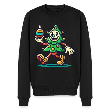 Retro Christmas Tree Cartoon Style - Men's Premium Organic Jumper - black - Front - Nico (187cm)