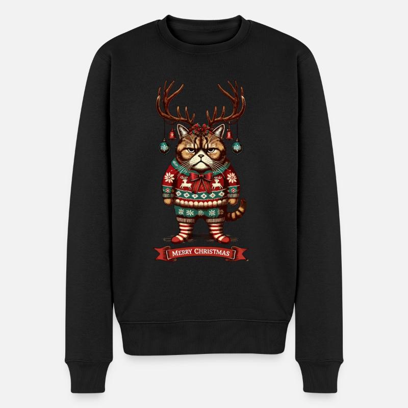 Chat de Noël Noël drôle - Pull Premium bio Homme - noir