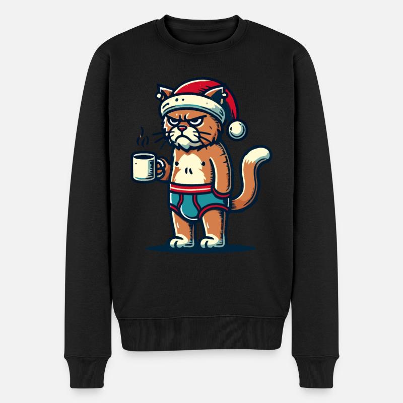 Chat Noël drôle - Pull Premium bio Homme - noir