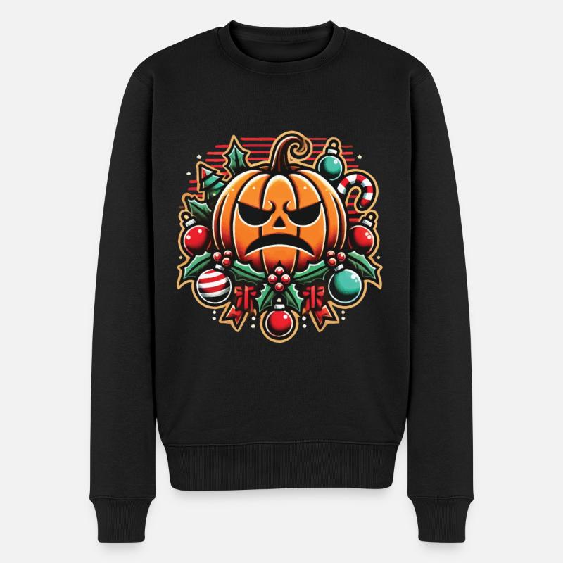 Effrayant Halloween Noël citrouille ambiance - Pull Premium bio Homme - noir