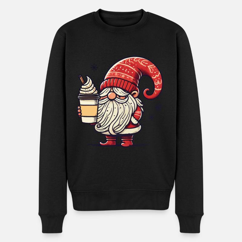 Weihnachtswichtel Kaffeegenuss Gnom - Männer Premium Bio Pullover - Schwarz