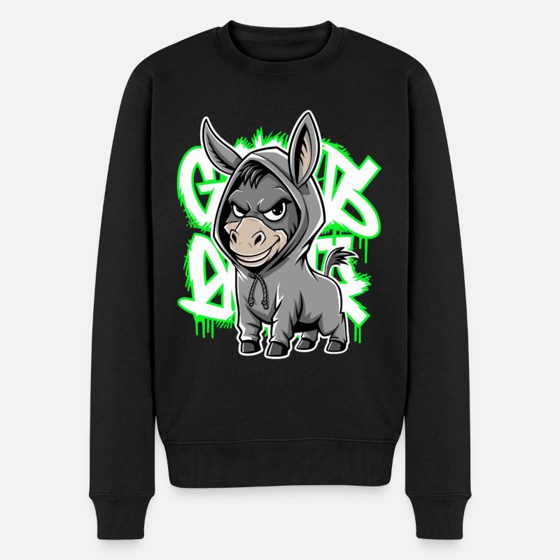 Esel Urban Animal Style Tierliebhaber - Männer Premium Bio Pullover - Schwarz