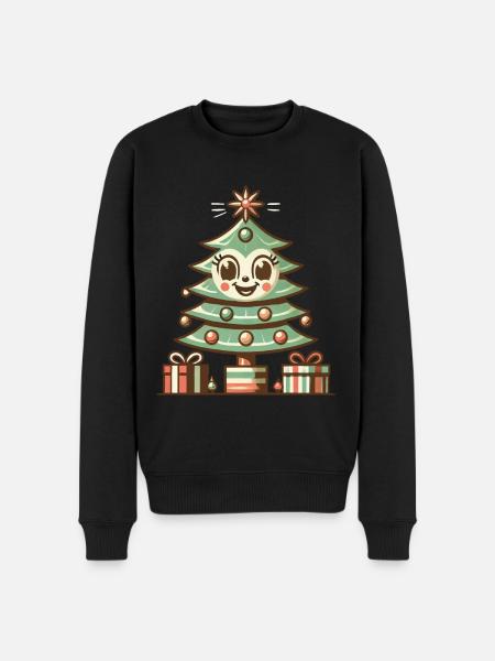 Fröhlicher Weihnachtsbaum Mit Geschenken - Männer Premium Bio Pullover - Schwarz