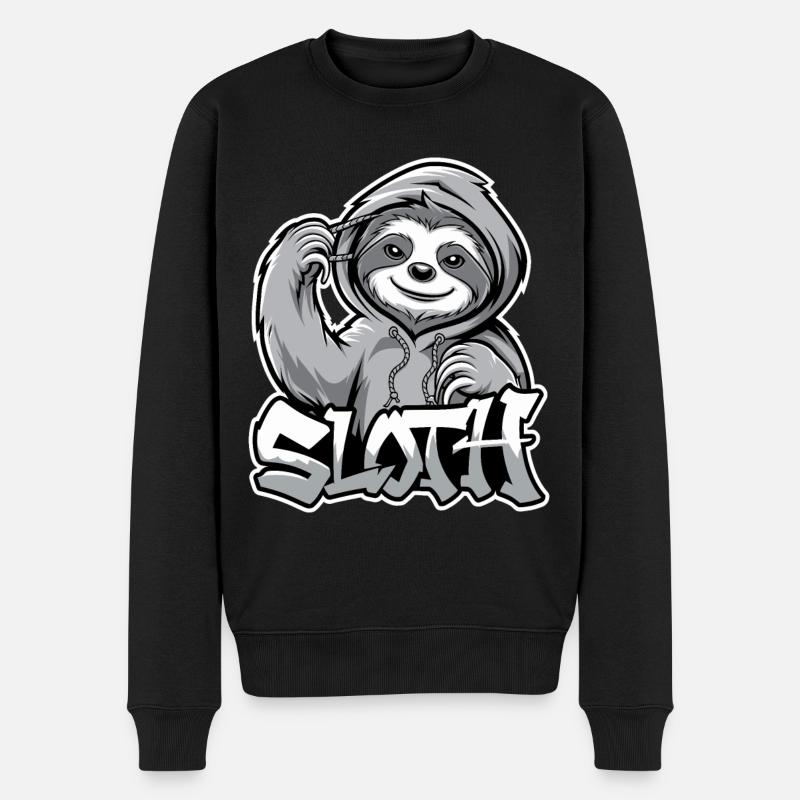 Faultier Hip-Hop Urban Style Lustige Tier - Männer Premium Bio Pullover - Schwarz
