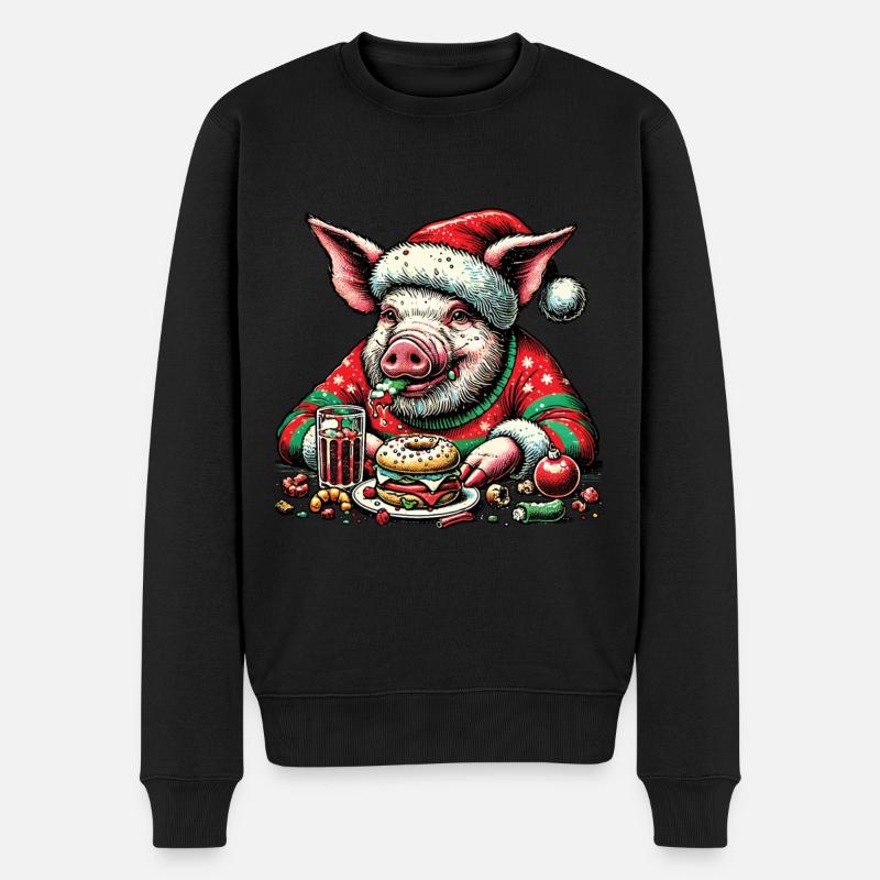 Noël Cochon Gourmandise Fun - Pull Premium bio Homme - noir