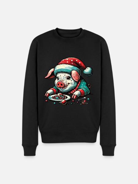 Greedy Christmas Pig - Men's Premium Organic Jumper - black