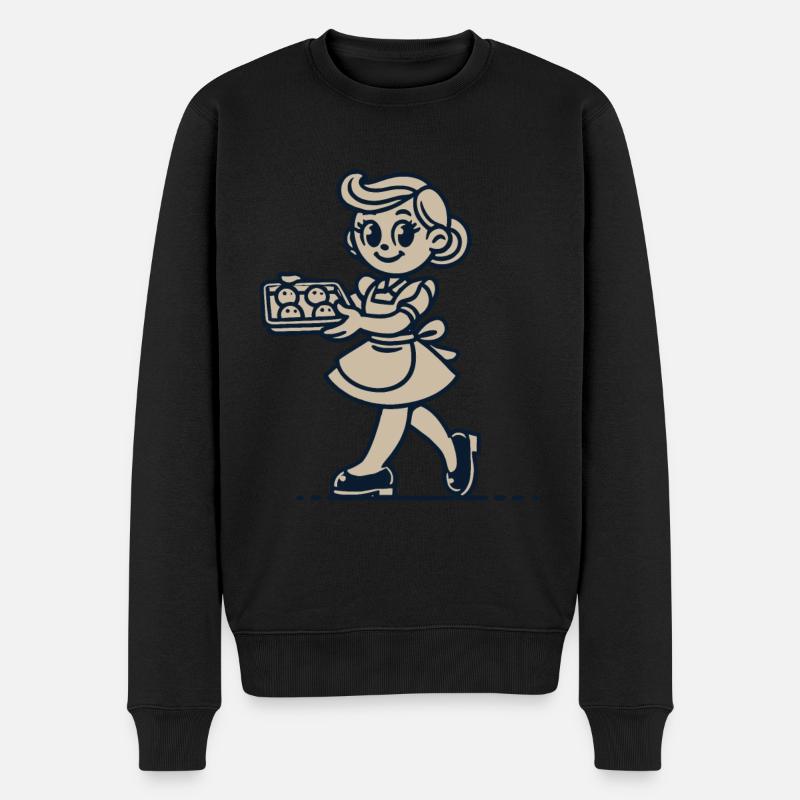 Cuisinier joyeux avec des biscuits - Pull Premium bio Homme - noir