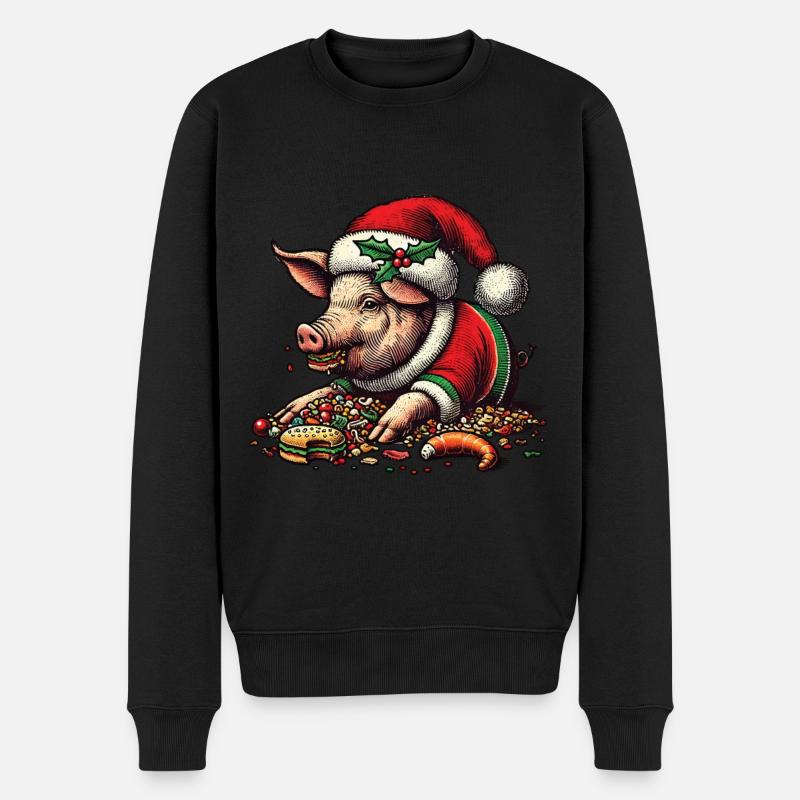 Cochon gourmand de Noël - Pull Premium bio Homme - noir