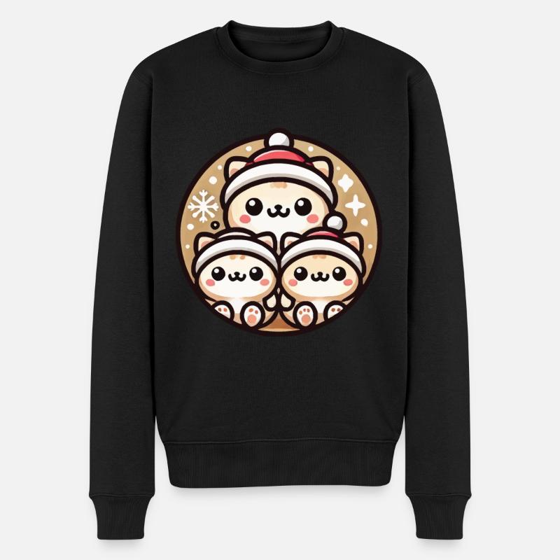 Chats mignons Noël Joie - Pull Premium bio Homme - noir