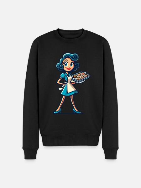 Cheerful baker with cookie tray - Men's Premium Organic Jumper - black