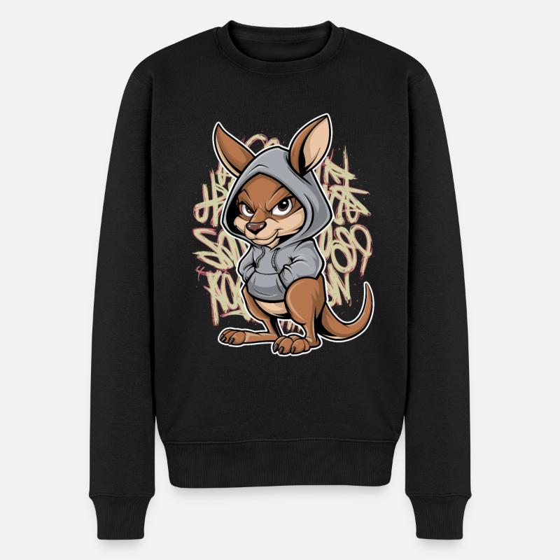 Känguru Kangaroo Australische Tiere - Männer Premium Bio Pullover - Schwarz