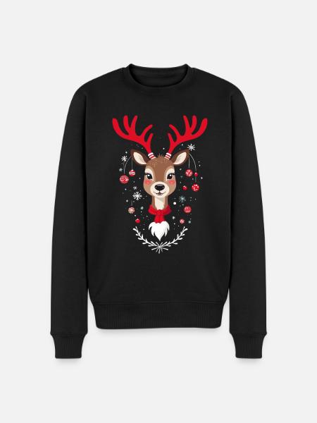 Merry Christmas Reindeer Magic - Men's Premium Organic Jumper - black