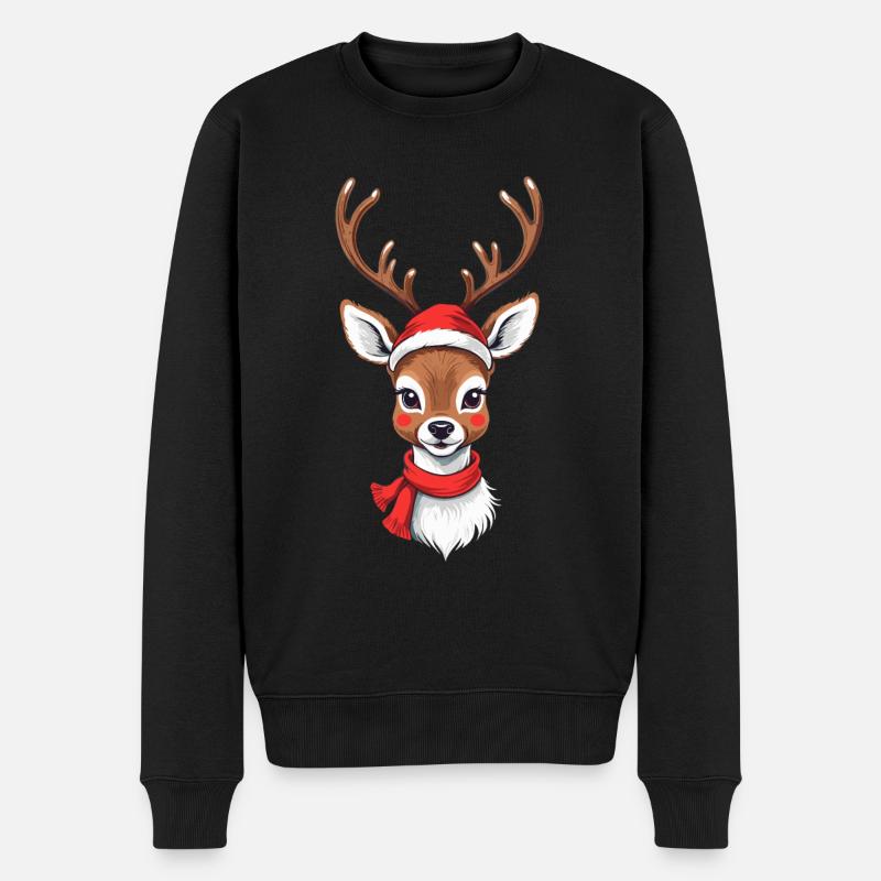 Renne de Noël avec casquette - Pull Premium bio Homme - noir