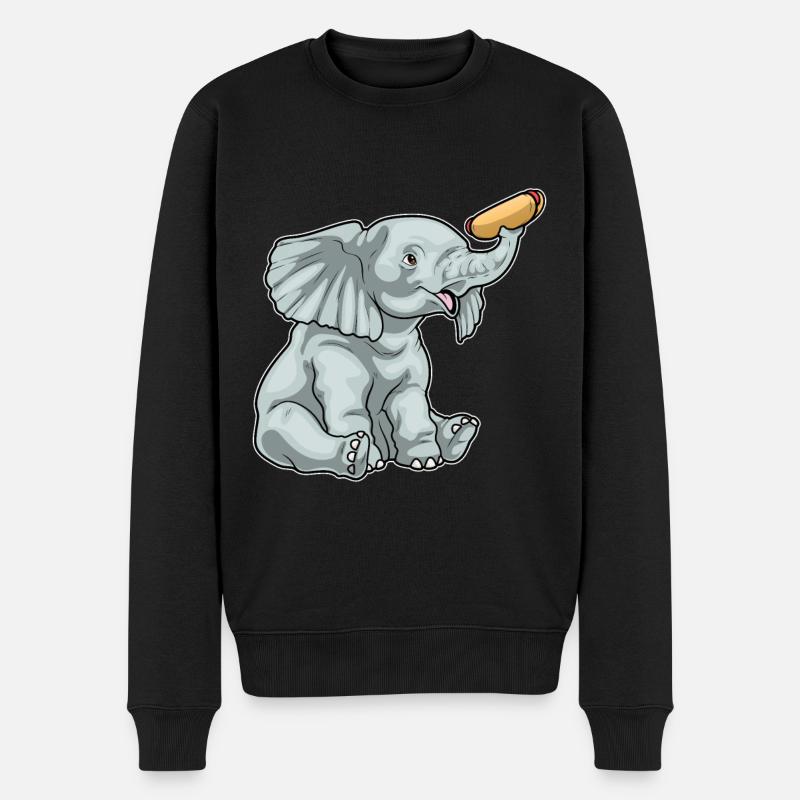 Elefant Hotdog - Männer Premium Bio Pullover - Schwarz
