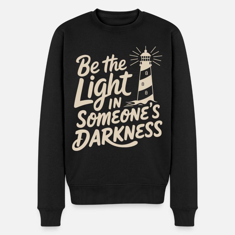 Leuchtturm motivierende Spruch - Positives Denken - Männer Premium Bio Pullover - Schwarz