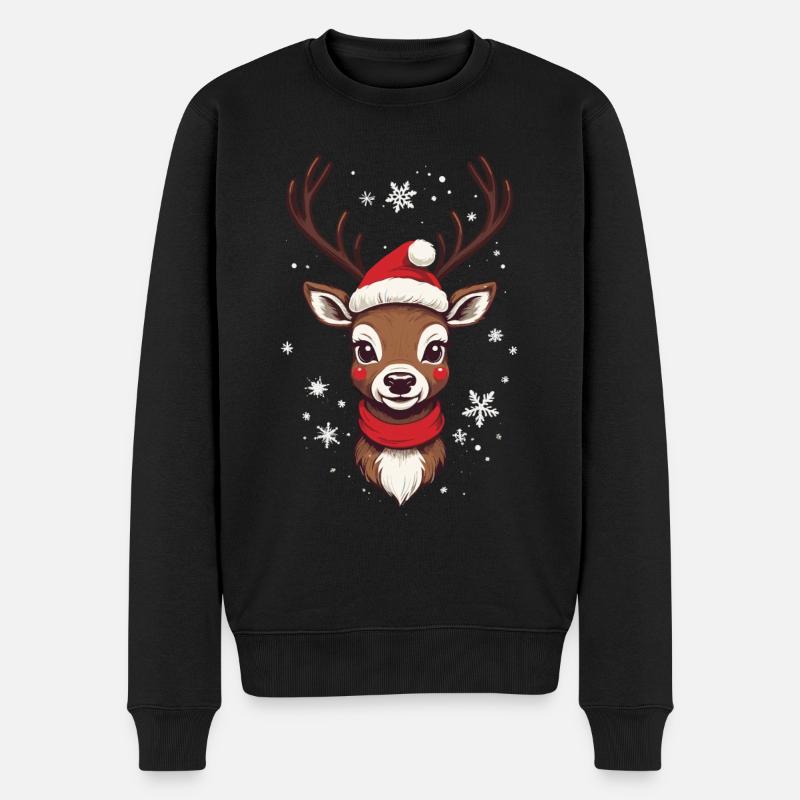 Motif de Noël Joyeux Renne - Pull Premium bio Homme - noir