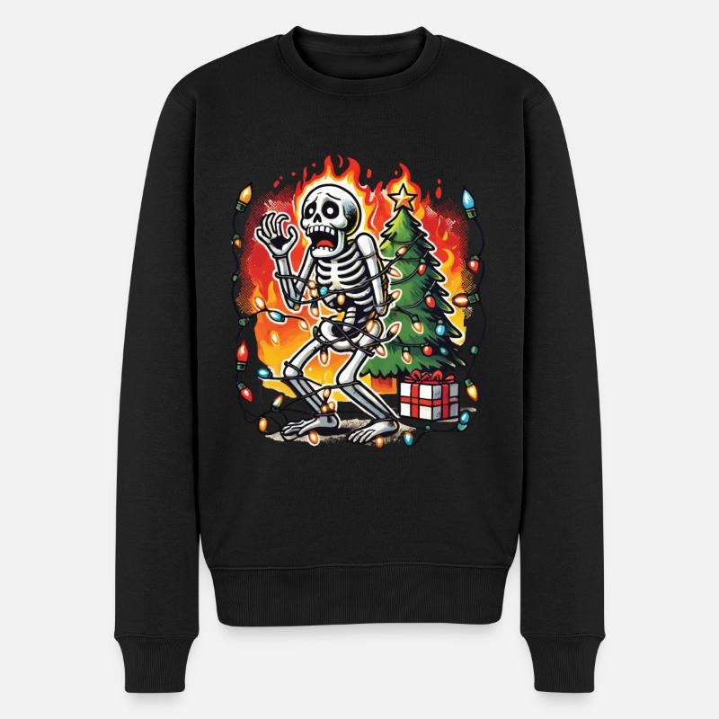 Noël Chaos Squelette Drôle - Pull Premium bio Homme - noir