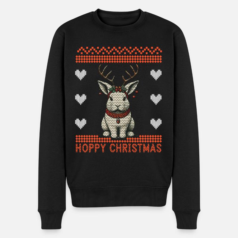 Hoppy Noël Drôle Noël Lapin - Pull Premium bio Homme - noir