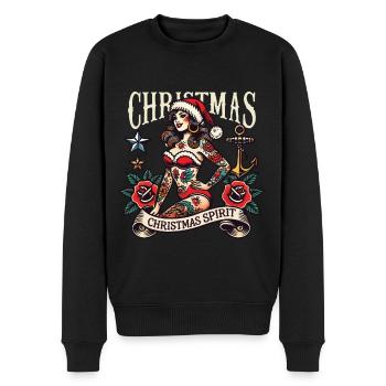 Christmas Spirit Streetwear Tattoo Ästhetik - Männer Premium Bio Pullover - Schwarz - Vorne - Nico (187cm)