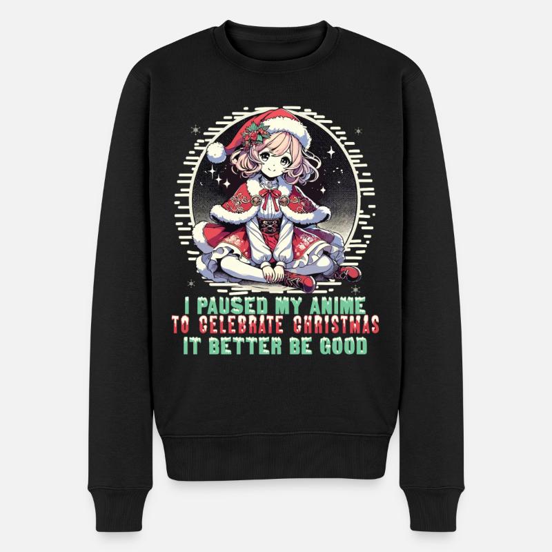 Kawaii Anime Noël Célébrations - Pull Premium bio Homme - noir