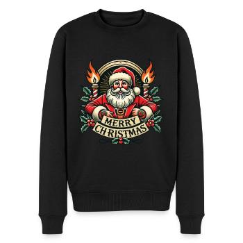 Tattoo Stil Weihnachten Streetwear Aesthetic - Männer Premium Bio Pullover - Schwarz - Vorne - Nico (187cm)