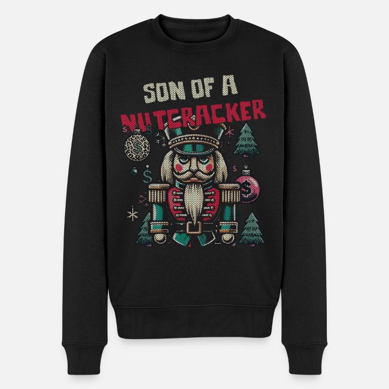 Nussknacker Weihnachten Lustig - Männer Premium Bio Pullover - Schwarz