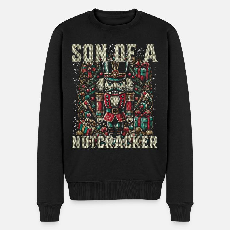 Naughty Nutcracker Christmas Humor - Men's Premium Organic Jumper - black