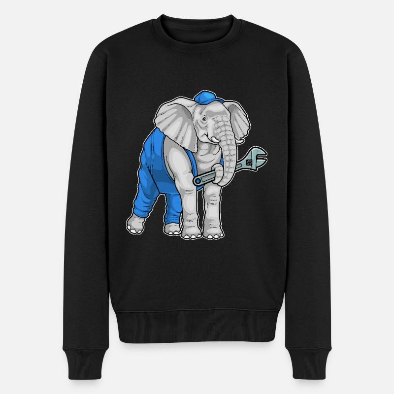 Clé mécanique éléphant - Pull Premium bio Homme - noir