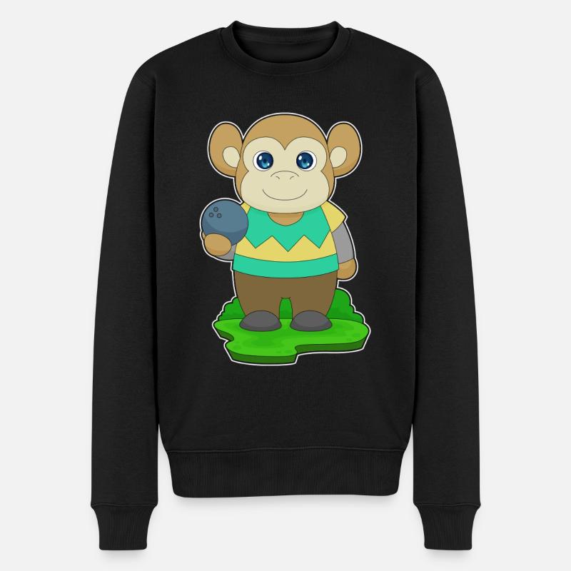 Monkey Bowling Bowling Ball - Men's Premium Organic Jumper - black