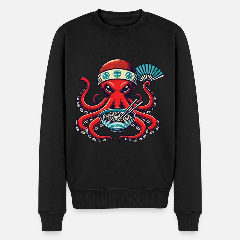 Nouilles Ramen Octopus Retro Japon - Pull Premium bio Homme - noir