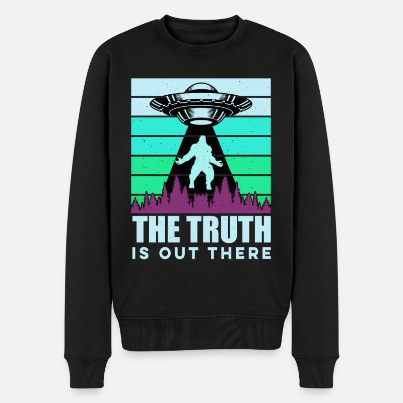 UFO-Bigfoot Yeti Sasquatch - Männer Premium Bio Pullover - Schwarz