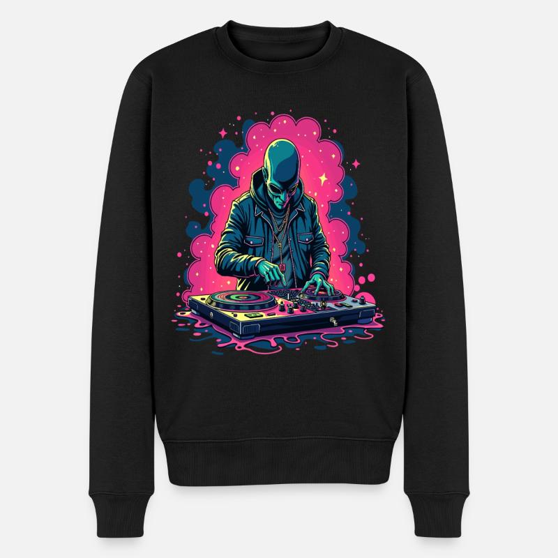 Alien Extraterrestre DJ Musique - Pull Premium bio Homme - noir