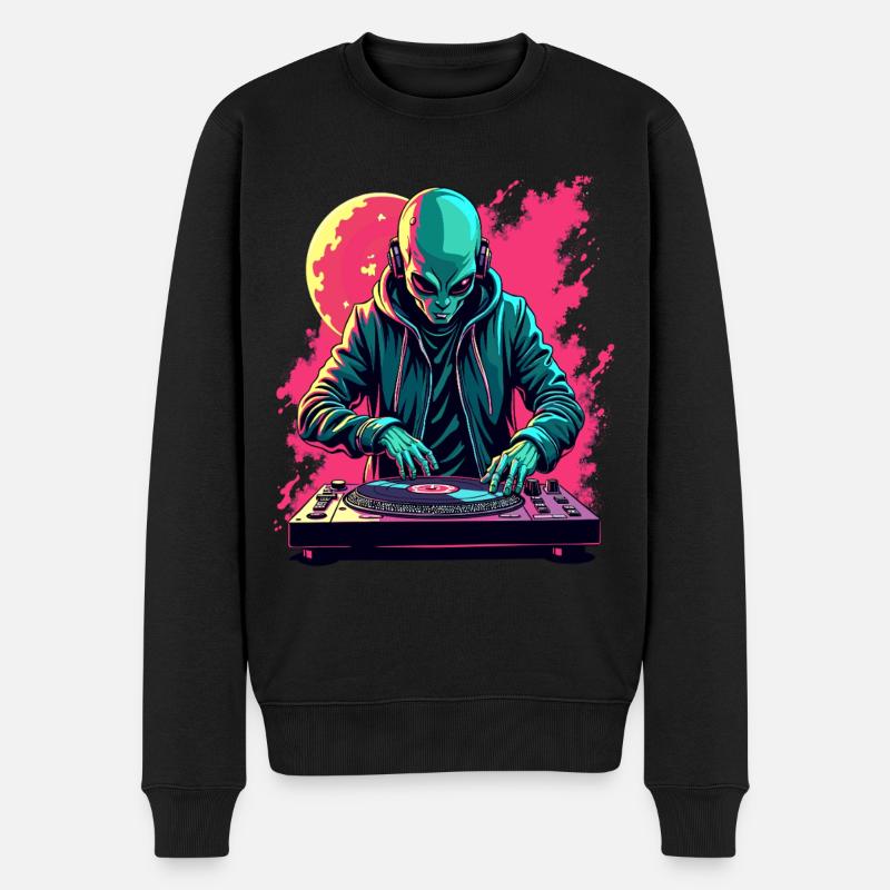 Alien Extraterrestre DJ Musique - Pull Premium bio Homme - noir