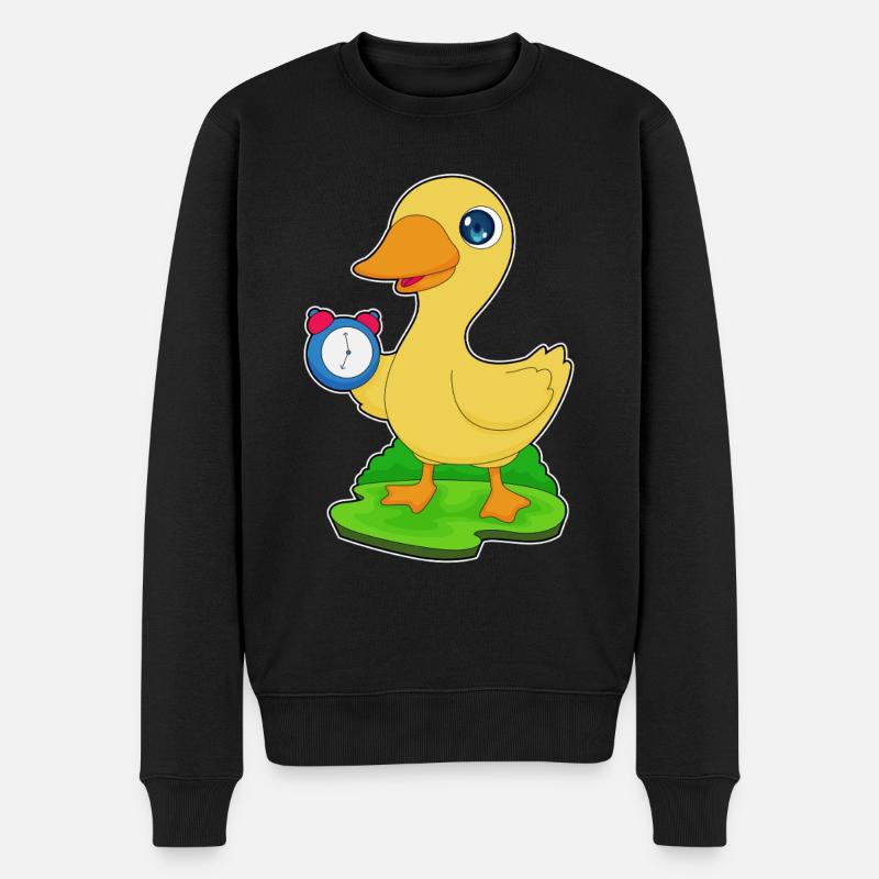Ente Wecker - Männer Premium Bio Pullover - Schwarz