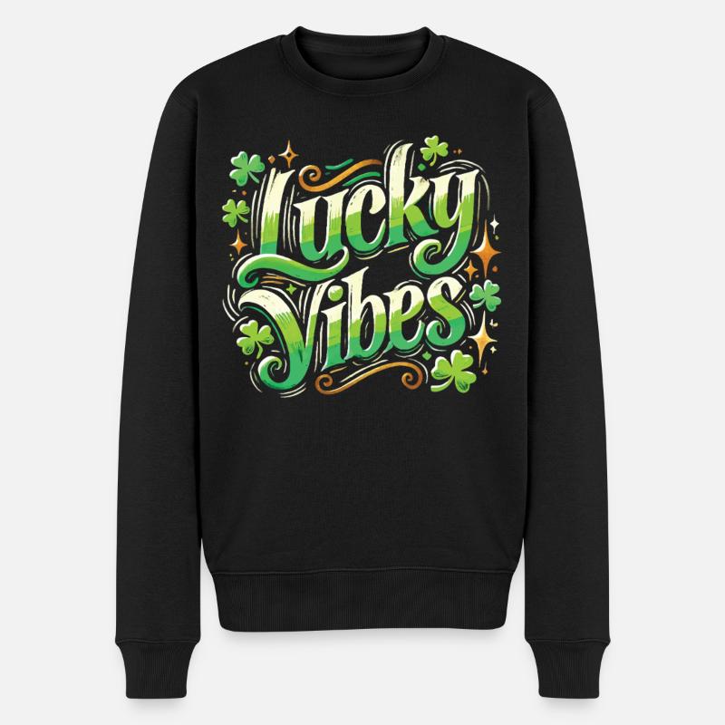 Saint-Patrick Lucky Vibes Shamrock - Pull Premium bio Homme - noir