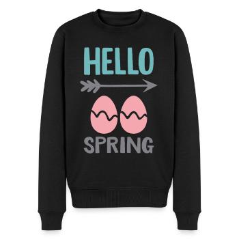 Bonjour le design printanier avec des œufs de Pâques - Pull Premium bio Homme - noir - Devant - Nico (187cm)