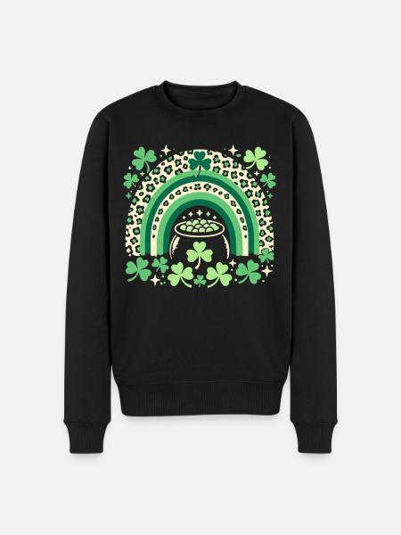 Saint-Patrick arc-en-ciel trèfle chance - Pull Premium bio Homme - noir