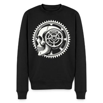 Fahrrad Schädel Zahnrad Abenteuer - Männer Premium Bio Pullover - Schwarz - Vorne - Nico (187cm)