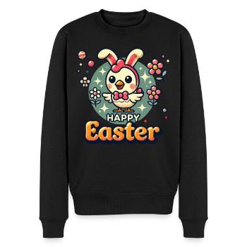 Joyeuses Pâques Illustration de poussin rétro - Pull Premium bio Homme - noir - Devant - Nico (187cm)