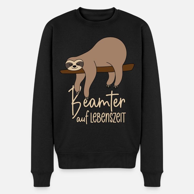 Faultier Beamter auf Lebenszeit - Männer Premium Bio Pullover - Schwarz