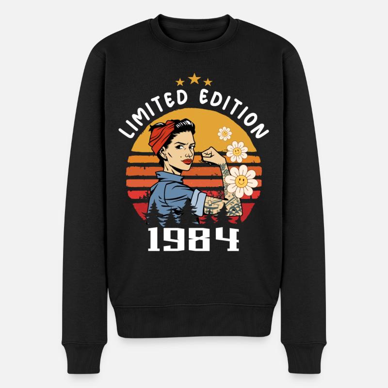 Retro Geburtsjahr 1984 Vintage Geburtstag 1984 - Männer Premium Bio Pullover - Schwarz