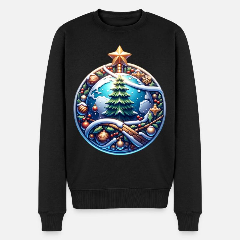 Welt Weihnachtsbaum Weihnachtsstern Weihnachten - Männer Premium Bio Pullover - Schwarz