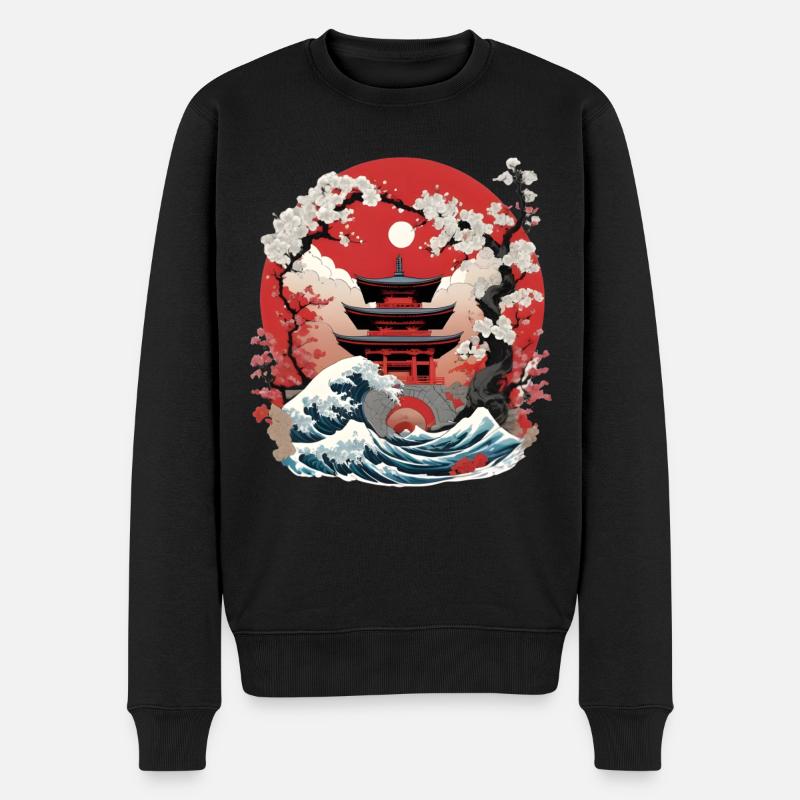 Japanisches Torii - Männer Premium Bio Pullover - Schwarz