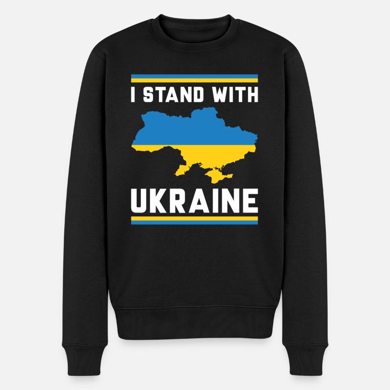 Ich stehe an der Seite der Ukraine - Männer Premium Bio Pullover - Schwarz