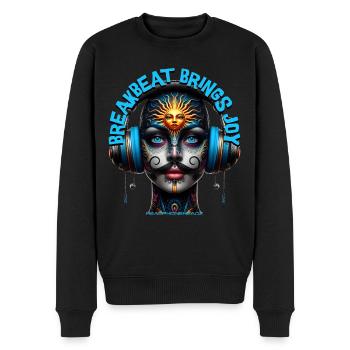 BREAKBEAT BRINGS JOY - Cool Human with Headphones! - Men's Premium Organic Jumper - black - Front - Nico (187cm)