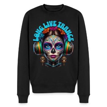 LONG LIVE TRANCE - Cool Woman with Headphones! - Men's Premium Organic Jumper - black - Front - Nico (187cm)