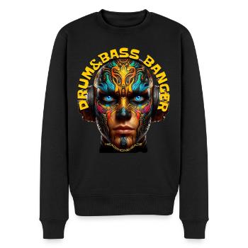 DRUM&BASS BANGER - Cool Dude with Headphones! - Men's Premium Organic Jumper - black - Front - Nico (187cm)