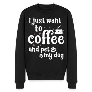 Ich will nur Kaffee und meinen Hund Streicheln - Männer Premium Bio Pullover - Schwarz - Vorne - Nico (187cm)