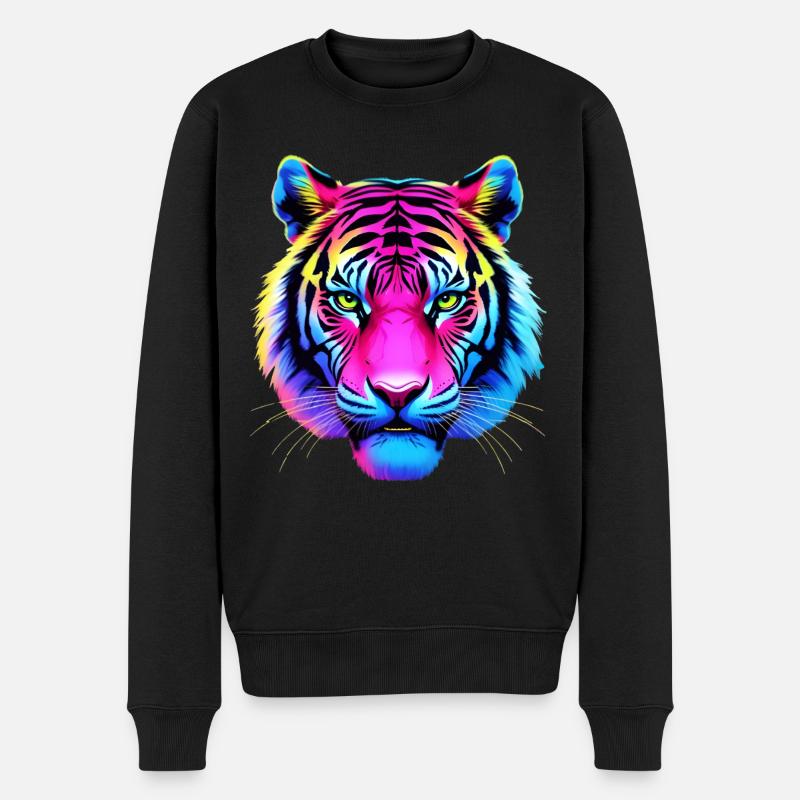 Neon Tiger - Männer Premium Bio Pullover - Schwarz