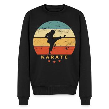 KARATE - Kind macht Karatekick - Retro Kampfsport - Männer Premium Bio Pullover - Schwarz - Vorne - Nico (187cm)